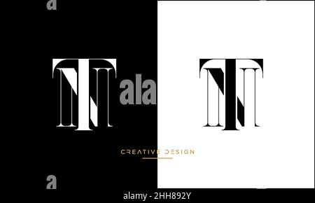 Alphabet Letters NT, TN Abstract Logo Emblem Monogram Stock Vector