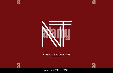Alphabet Letters NT, TN Abstract Logo Emblem Monogram Stock Vector