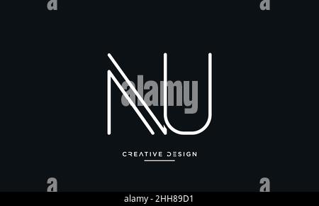 Alphabet Letters NU, UN Logo Monogram Stock Vector