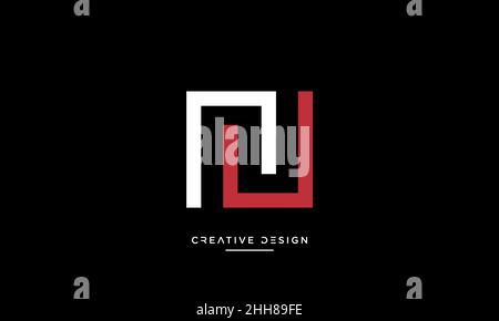 Alphabet Letters NU, UN Logo Monogram Stock Vector