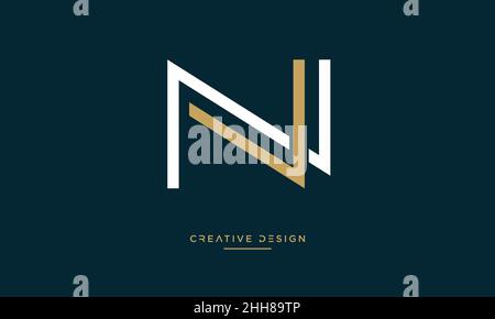 NV, VN Alphabet Letters Abstract Logo Monogram Stock Vector