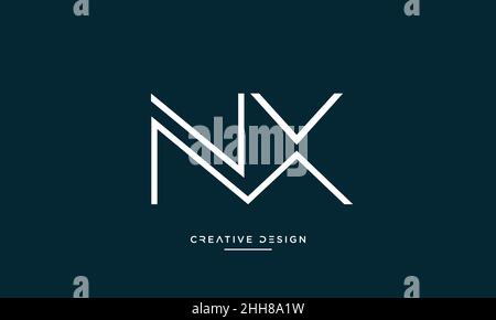NX, XN Alphabet Letters Abstract logo Vector Template Stock Vector