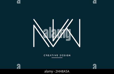 NW, WN Alphabet Letters Abstract logo Emblem Monogram Stock Vector