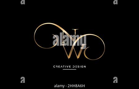 NW, WN Alphabet Letters Abstract logo Emblem Monogram Stock Vector