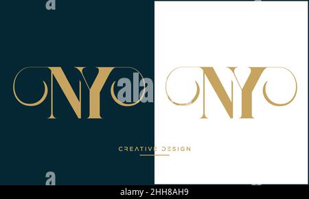NY, YN Alphabet Letters Abstract Logo Vector Template Stock Vector