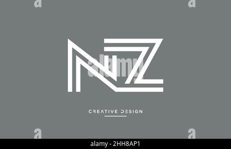 NZ, ZN Alphabet Letters Abstract Logo Vector Template Stock Vector