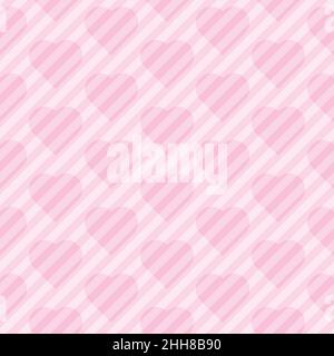 3d Red and White Hearts with golden outline tileable pattern for Valentines Day. Cut paper seamless vector background. Stock Vector