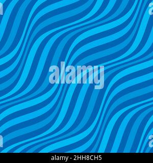 Wavy Lines Seamless Background in Blue Color. Vector Tileable pattern. Stock Vector