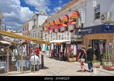 Pedestrianised Rua 5 de Outubro, Old Town, Albufeira, Algarve Region, Portugal Stock Photo