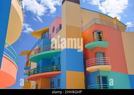 Colourful apartment buildings, Marina de Albufeira, Albufeira, Algarve Region, Portugal Stock Photo