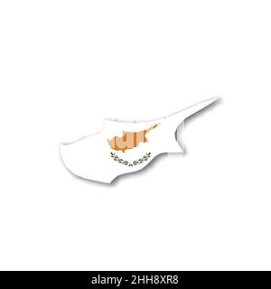 Cyprus national flag in a shape of country map Stock Vector