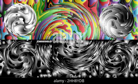 Fractal digital painting. Colorful, bright, multicolor pattern, glitch, ornament, kaleidoscope. Stock Vector
