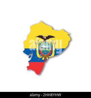 Ecuador national flag in a shape of country map Stock Vector
