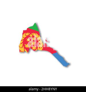 Eritrea national flag in a shape of country map Stock Vector