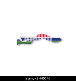 Gambia national flag in a shape of country map Stock Vector