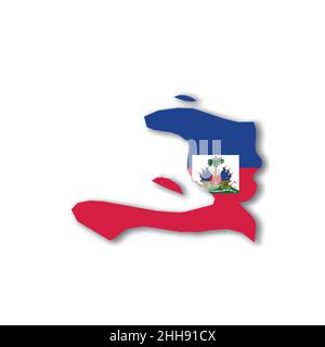 Haiti national flag in a shape of country map Stock Vector