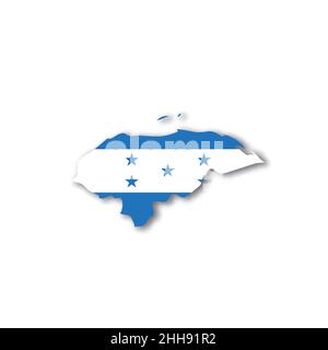 Honduras national flag in a shape of country map Stock Vector