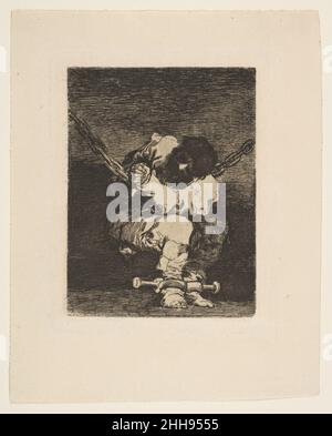 'The custody is as barbarous as the crime' (Tan bárbara la seguridad como el delito) ca. 1815 (published after 1867) Goya (Francisco de Goya y Lucientes) Spanish Apart from or after the 1867 edition published in Gazette des Beaux-Arts.. 'The custody is as barbarous as the crime' (Tan bárbara la seguridad como el delito)  333803 Stock Photo