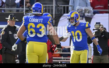 Tampa, United States. 23rd Jan, 2022. Tampa Bay Buccaneers quarterback Tom  Brady passes against the Los Angeles Rams during the second half of their  NFC Divisional playoff game at Raymond James Stadium