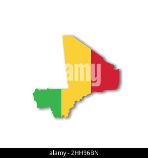 Mali national flag in a shape of country map Stock Vector