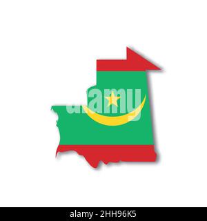 Mauritania national flag in a shape of country map Stock Vector
