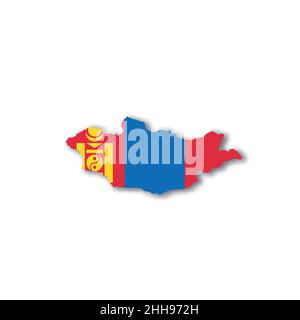 Mongolia national flag in a shape of country map Stock Vector