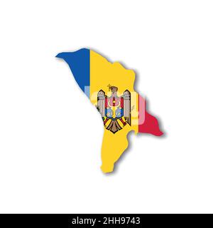 Moldova national flag in a shape of country map Stock Vector