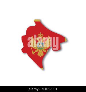 Montenegro national flag in a shape of country map Stock Vector