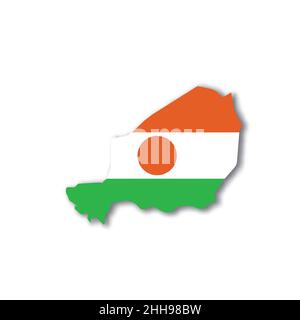 Niger national flag in a shape of country map Stock Vector