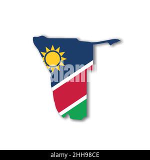 Namibia national flag in a shape of country map Stock Vector