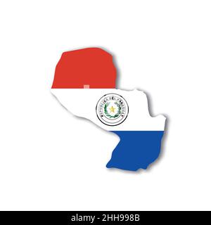 Paraguay national flag in a shape of country map Stock Vector