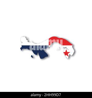 Panama national flag in a shape of country map Stock Vector