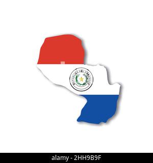Paraguay national flag in a shape of country map Stock Vector