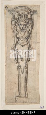 Design for a Term shaped like a Winged Female Figure 1652–1725 Giovanni Battista Foggini Italian. Design for a Term shaped like a Winged Female Figure  349877 Stock Photo