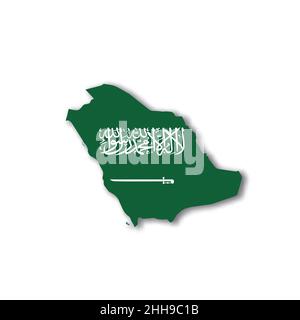 Saudi Arabia national flag in a shape of country map Stock Vector