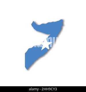 Somalia national flag in a shape of country map Stock Vector