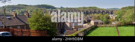 Denby Dale railway viaduct on the Penistone line, Yorkshire, UK Stock Photo