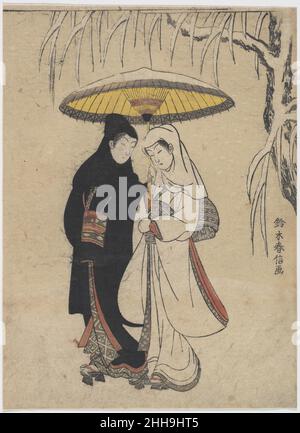 Japanese art poster print Suzuki Harunobu Lovers Walking in the Snow/'