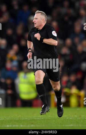 Manchester, UK. 22nd Jan, 2022. Match referee Jon Moss during the Premier League match at Old Trafford, Manchester, UK. Picture date: Saturday January 22, 2022. Photo credit should read: Anthony Devlin Credit: Anthony Devlin/Alamy Live News Stock Photo