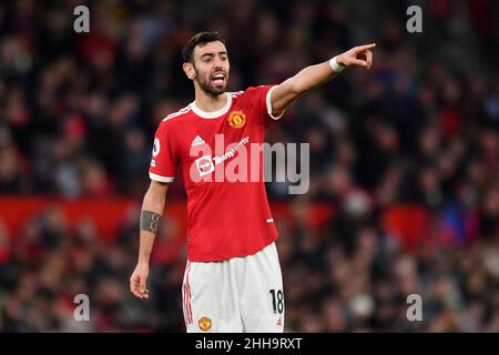 Manchester, UK. 22nd Jan, 2022. Manchester United's Bruno Fernandes during the Premier League match at Old Trafford, Manchester, UK. Picture date: Sunday January 23, 2022. Photo credit should read: Anthony Devlin Credit: Anthony Devlin/Alamy Live News