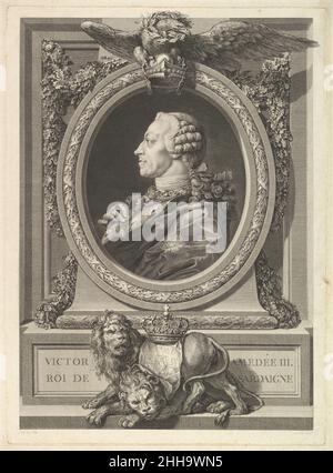 Portrait of Victor Amadeus III, King of Sardinia 1777 Augustin de Saint-Aubin French. Portrait of Victor Amadeus III, King of Sardinia  423446 Stock Photo