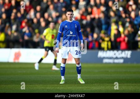 EnviroVent Stadium, Harrogate, England - 22nd January 2022 Alex Hunt (26) of Oldham - during the game Harrogate v Oldham, EFL League 2, 2021/22, at The EnviroVent Stadium, Harrogate, England - 22nd January 2022  Credit: Arthur Haigh/WhiteRosePhotos/Alamy Live News Stock Photo