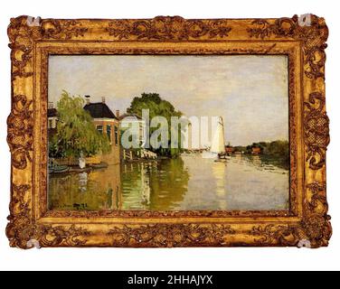 Claude Monet - Houses on the Achterzaan, riverside garden houses on the ...