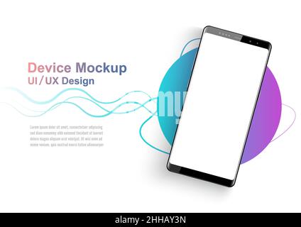 New realistic mobile black smartphone modern style blank screen. Template for infographics or presentation UI design interface. illustrator vector. Stock Vector