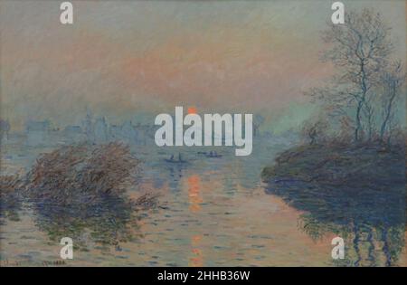 Soleil couchant sur la seine à Lavacourt, effet d'hiver - Claude Monet. Stock Photo