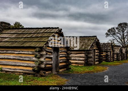 Soldiers Huts at Valley Forge, Pennsylvania, USA Stock Photo