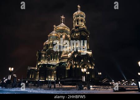 main temple of the Russian Armed Forces in Patriot Park. Beautiful Orthodox church in winter Stock Photo