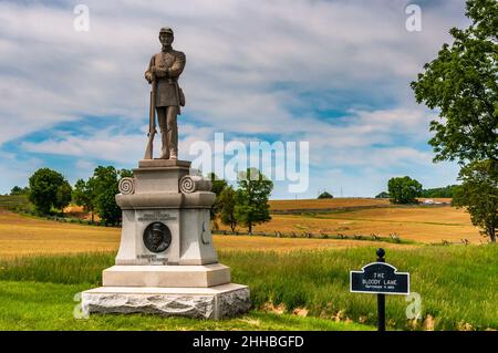 Photo of 130th Pennsylvania Volunteer Infantry Monument, Bloody Lane, Antietam National Battlefield, Maryland USA Stock Photo