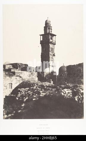 Jérusalem, Enceinte du Temple, Angle Nord-Ouest et minaret élevé en l'an 697 de l'Hégire 1854 Auguste Salzmann French. Jérusalem, Enceinte du Temple, Angle Nord-Ouest et minaret élevé en l'an 697 de l'Hégire  286923 Stock Photo