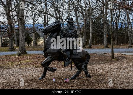 Photo of the James Longstreet monument located in Pitzers Woods, Gettysburg National Military Park Stock Photo